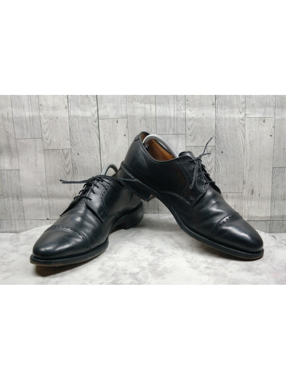 Allen Edmonds Clifton Dress Derby Men 10D Cap Toe Oxford Shoes Black Leather Wor